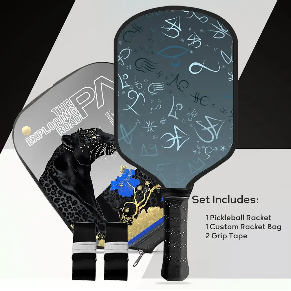 

Pickleball Paddle Set Lightweight Fiberglass 13MM Honeycomb Core USAPA Approved Racket for Power and Spin Sports dark graffiti