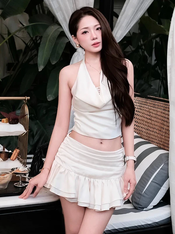 

Романтический ночной наряд для свиданий, женский жилет-баль, юбка Ter Ne ort, корейский комплект Weir PUSS Sle Faion, летняя коллекция