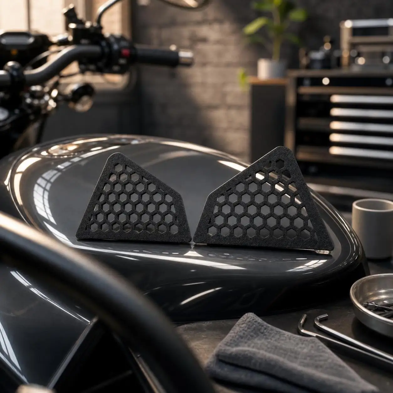 Tank Opening Cover Perforated Tank Cover Insert Motorcycle Trim Piece Textured Perfect Fit