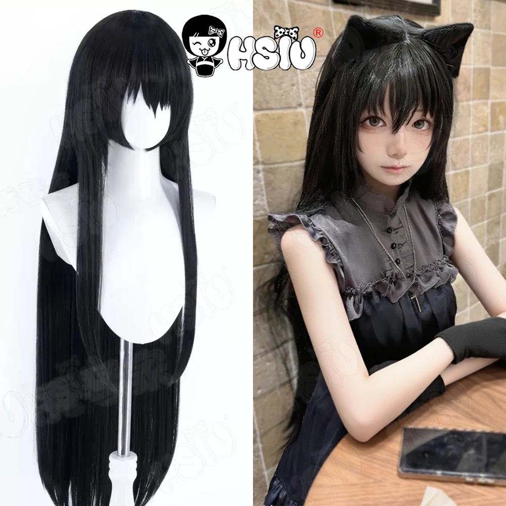 

Noir Cosplay Wig HSIU 100CM long black hair Synthetic Wig+Wig cap Game Hoshizora Tetsudou to Shiro no Tabi Noir Cosplay