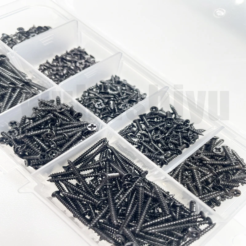800 stuks blackM2 platte kop kruis koolstofstaal zelftappende schroef, geschikt voor woningverbetering, doe-het-zelf-techniek, elektronische Prod