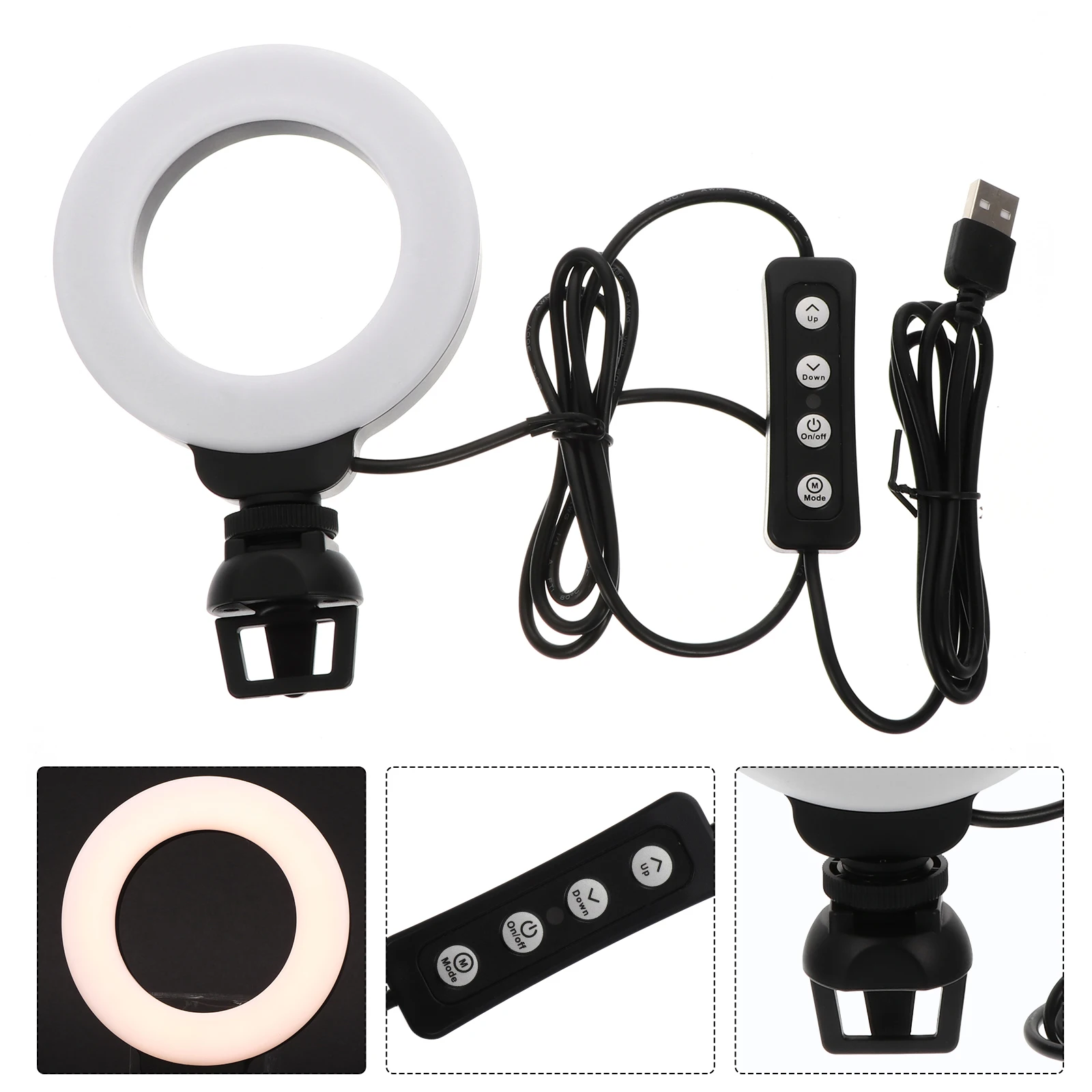 

4 Inch Led Camera Light For Video Conference Laptop Webcam Clip-On Lamp Soft Uniform Lighting Multi-Functional Fill Light For