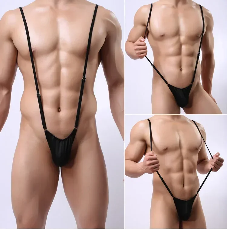 Man Sexy Strap G-string Bulge Penis Pouch U Convex Jumpsuit Sexi Male Erotic Underwear Low-waist Strap Gay Thongs SM Bodysuits