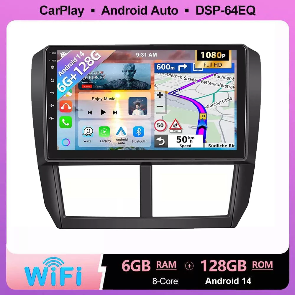 

Android 14.0 8Core Carplay Car Radio For Subaru Forester Impreza WRX STI Stereo Multimedia Player gps navigation RDS 4G DSP BT