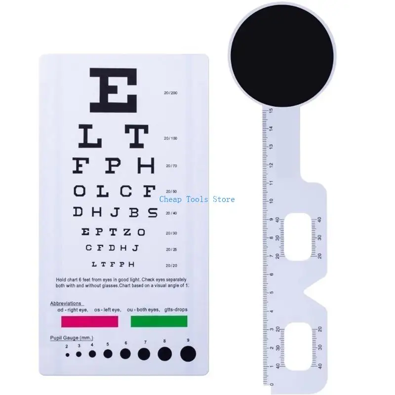 

G88B Visual Acuity Exam & PD Measurement Tool Double Side Eye Chart / PD Ruler / Eye Occluder Eye Chart for Test