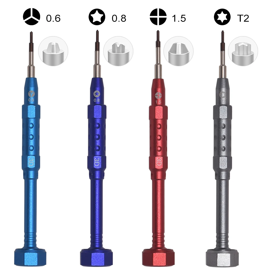 100% Real 3D Precision Screwdriver T2 Y0.6 Tri-wing Philips Pentalobe 0.8 for iPhone Huawei Repair Disassemble Tools 50pcs/lot