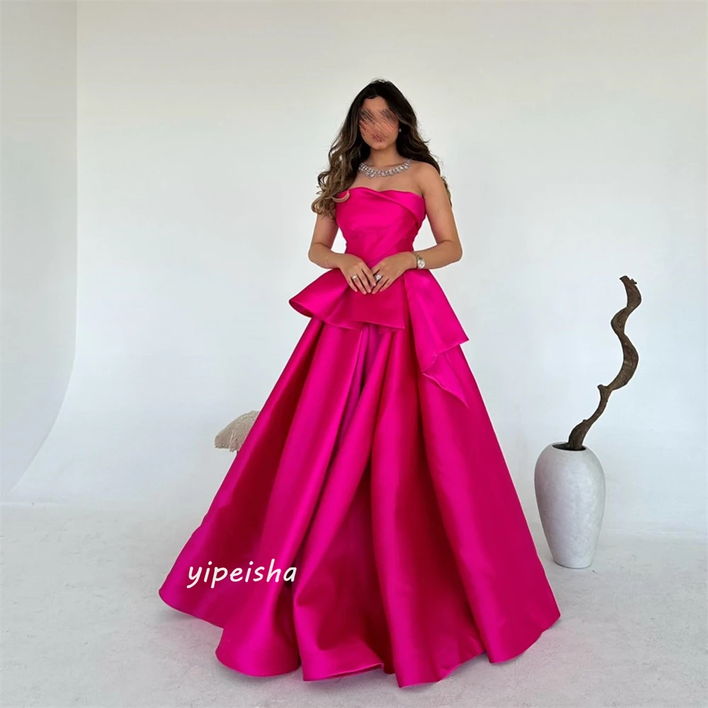 Customizeds Draped Cocktail Party A-line Strapless Bespoke Occasion Dress Floor-Length