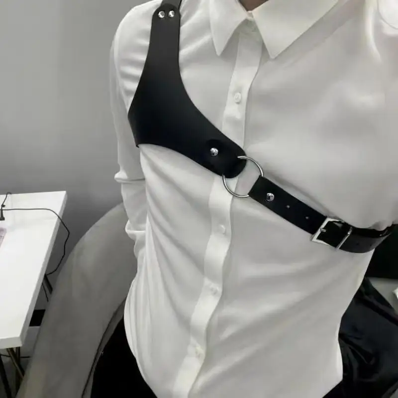 **Fashion Men Leather Chest Harness Belt Lingerie Adjustable Leather Body Bondage Strap Punk Club Costume Clothing Accessories