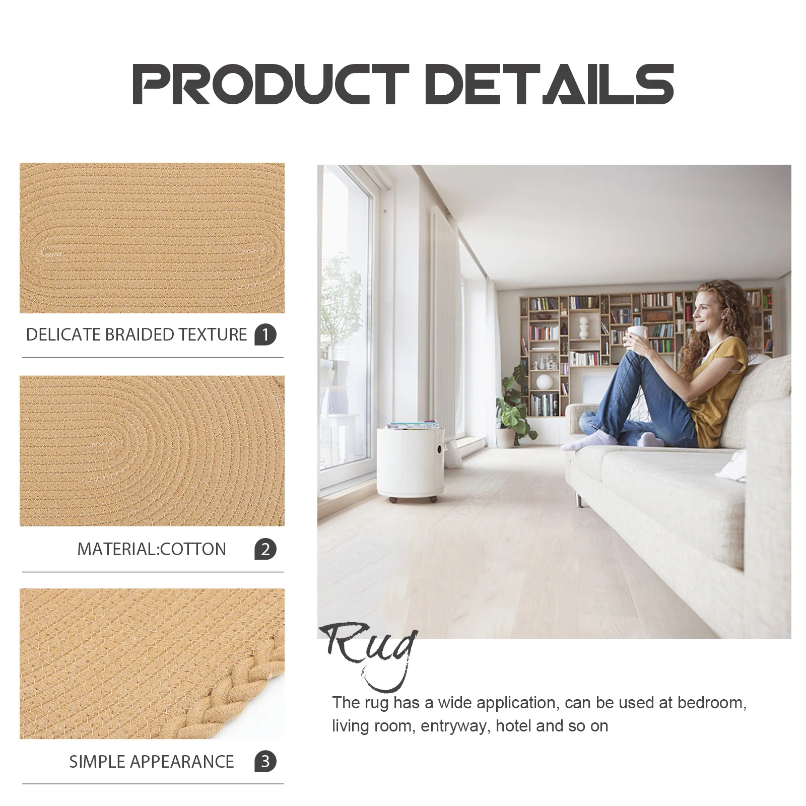 القطن حبل وسادة أرضية امتصاص الماء المضادة للانزلاق داخلي سجادة باب مدخل البساط ديكور المنسوجة وسادة أرضية المنزل سجادة ضد الإنزلاق