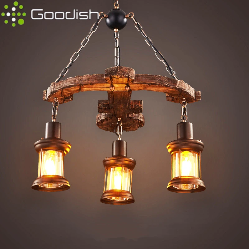 Nordic Vintage Wood LED Boat Wood pendant Lights Industrial Retro Lamps for Kitchen Dining Bar Loft Home Decoration Chandeliers