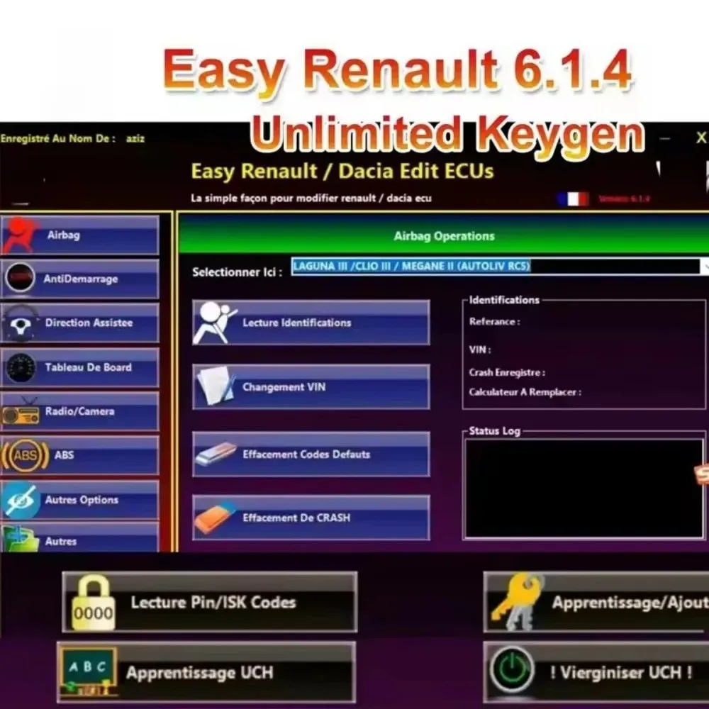 

BEST Easy Renaul 6.1.4 Software for Renaul ECU Programmer Clear Crash Airbag Card Keys UCH Cleaner WORK with OBDLink Renolink