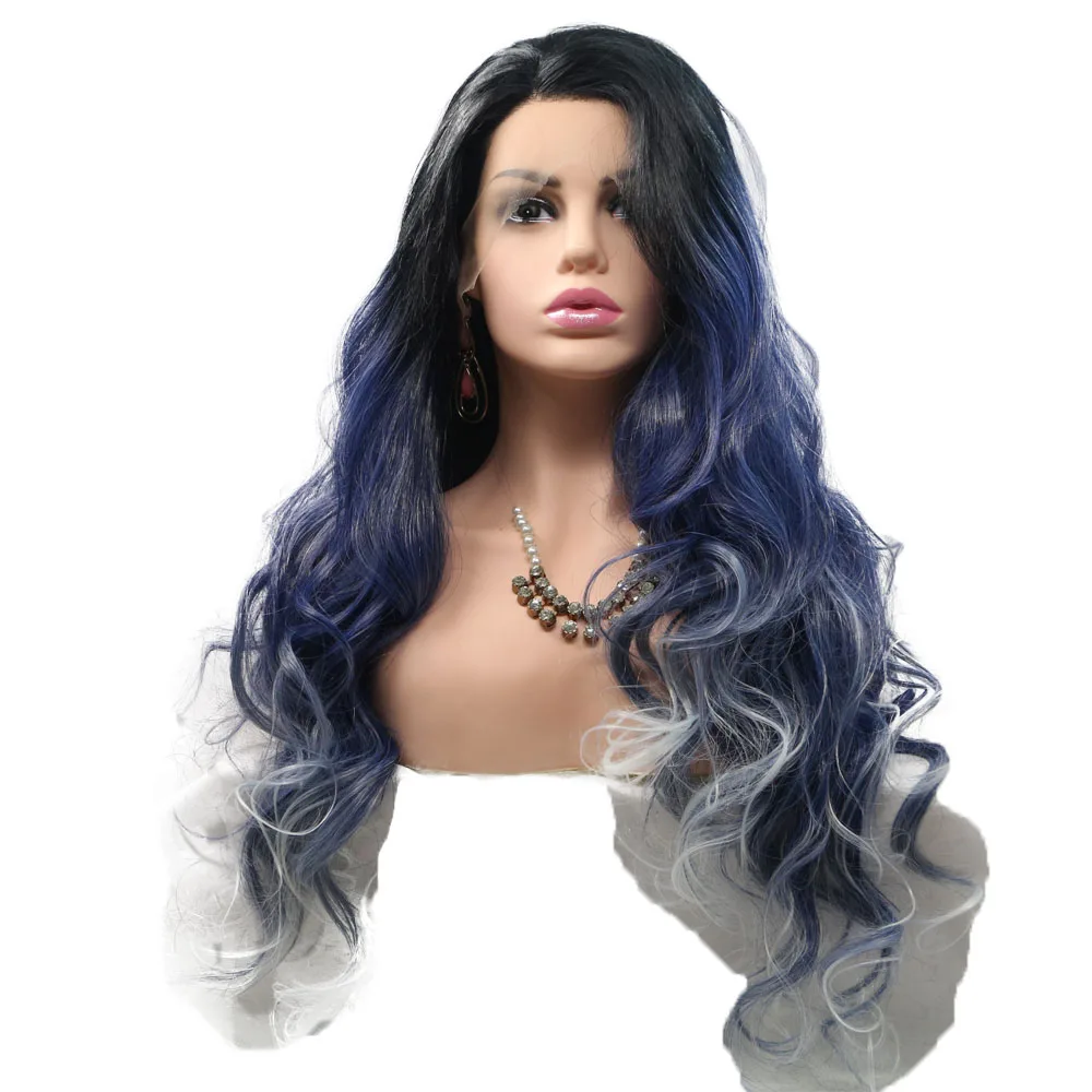 24 Inches Synthetic Lace Front Wigs Side Part Long Wavy Hairs Heat Resistant Fiber Hair For Women