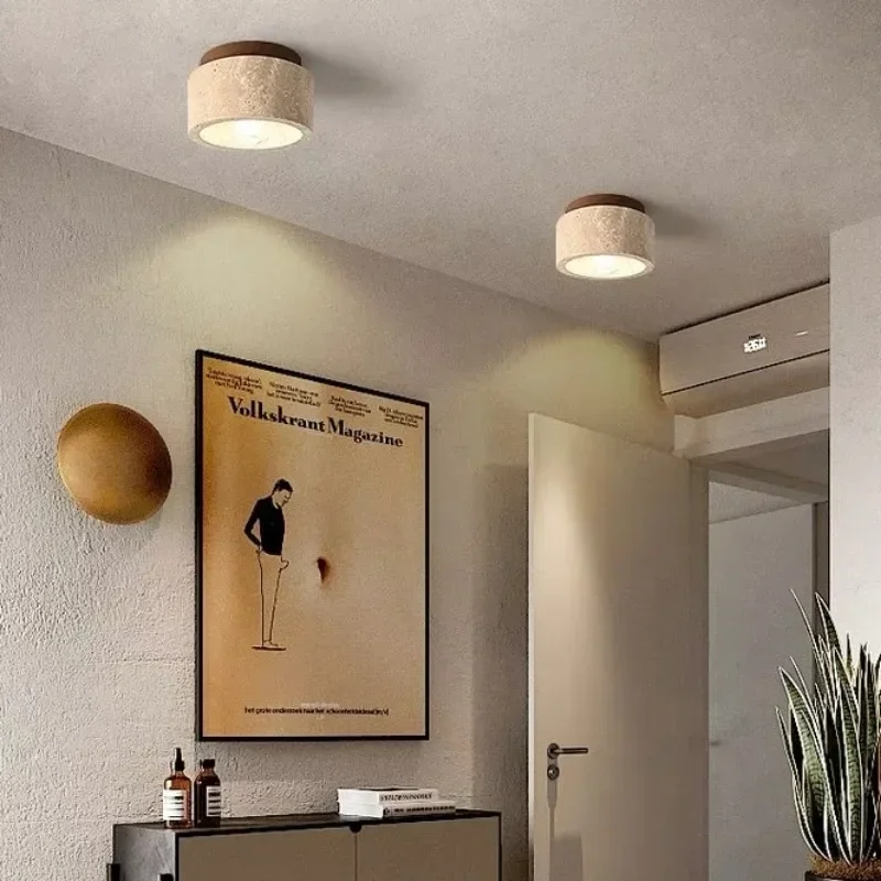 

Modern Stone Travertine Ceiling Lamp Bedroom Corridor Flush Mounted Foyer Hallway Staircase Indoor Lighting Fixture Decoration