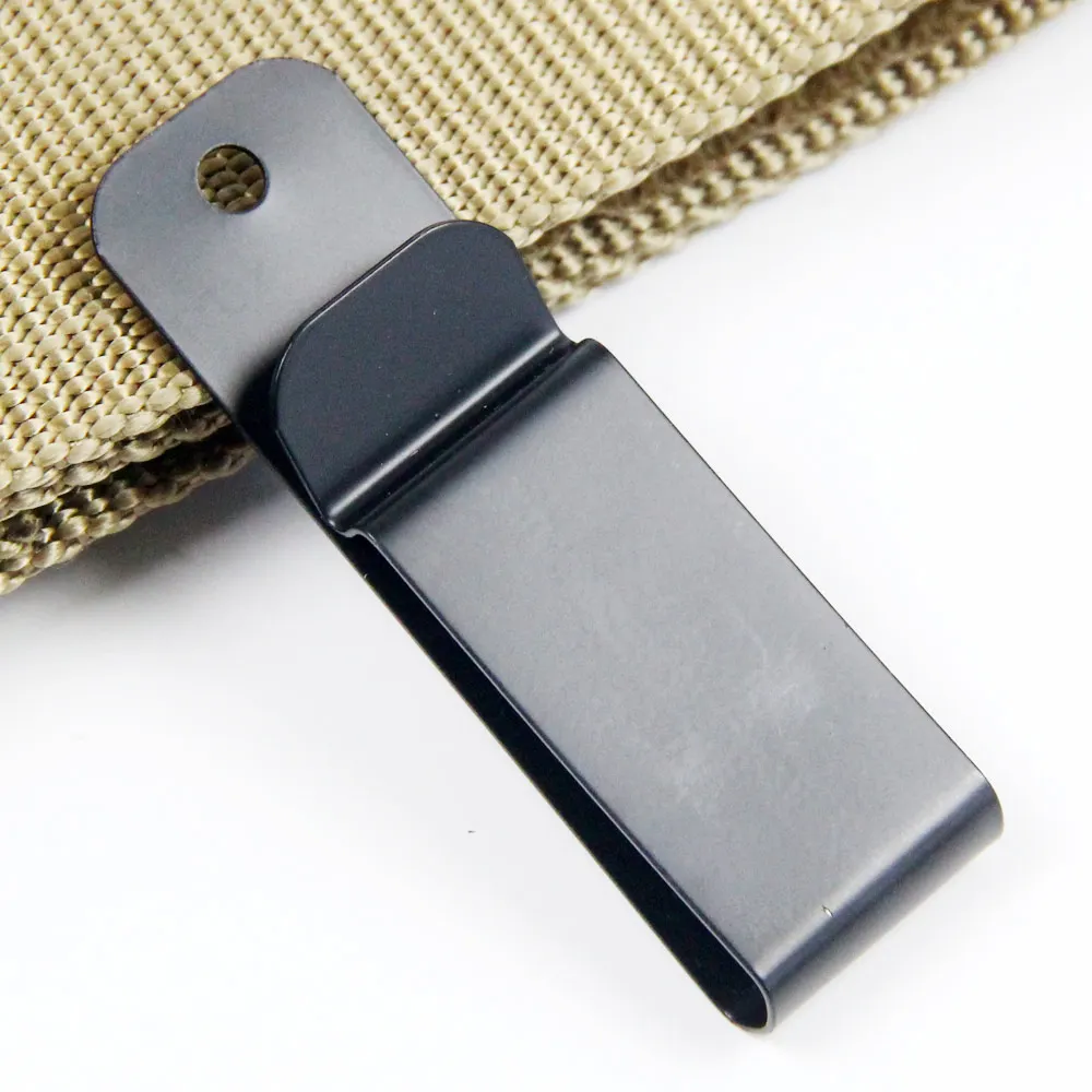 Clip de cinturón de 2 piezas/Metal, hebilla de abrazadera recubierta de color negro, gancho de resorte para funda Kydex, Funda de cuero, piezas de repuesto para manualidades