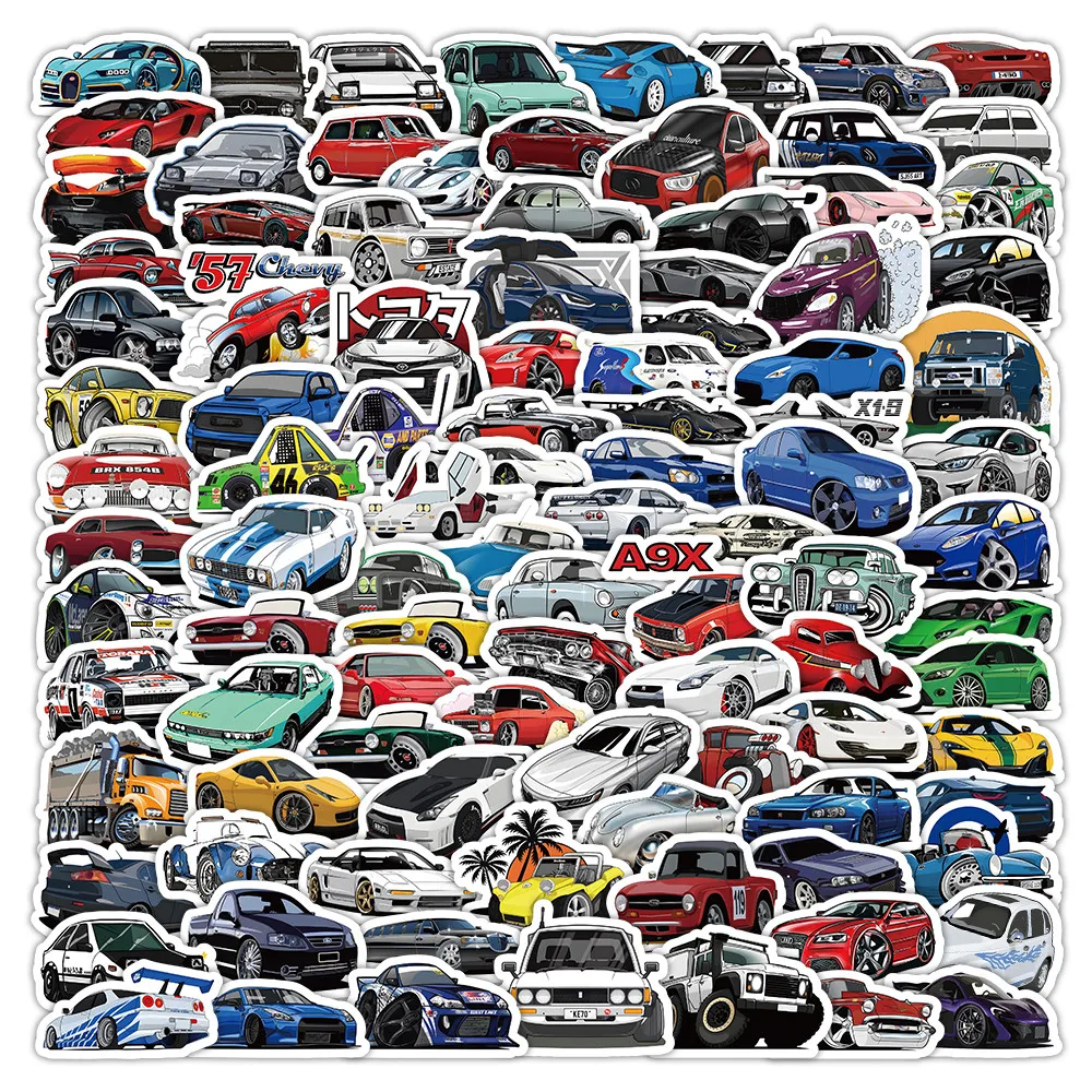 Automobile Pattern Sticker Pack 103 Sheets Cute Vehicle Graffiti Stickers for Scrapbook, Luggage, Gadget RecordingYourLife Store