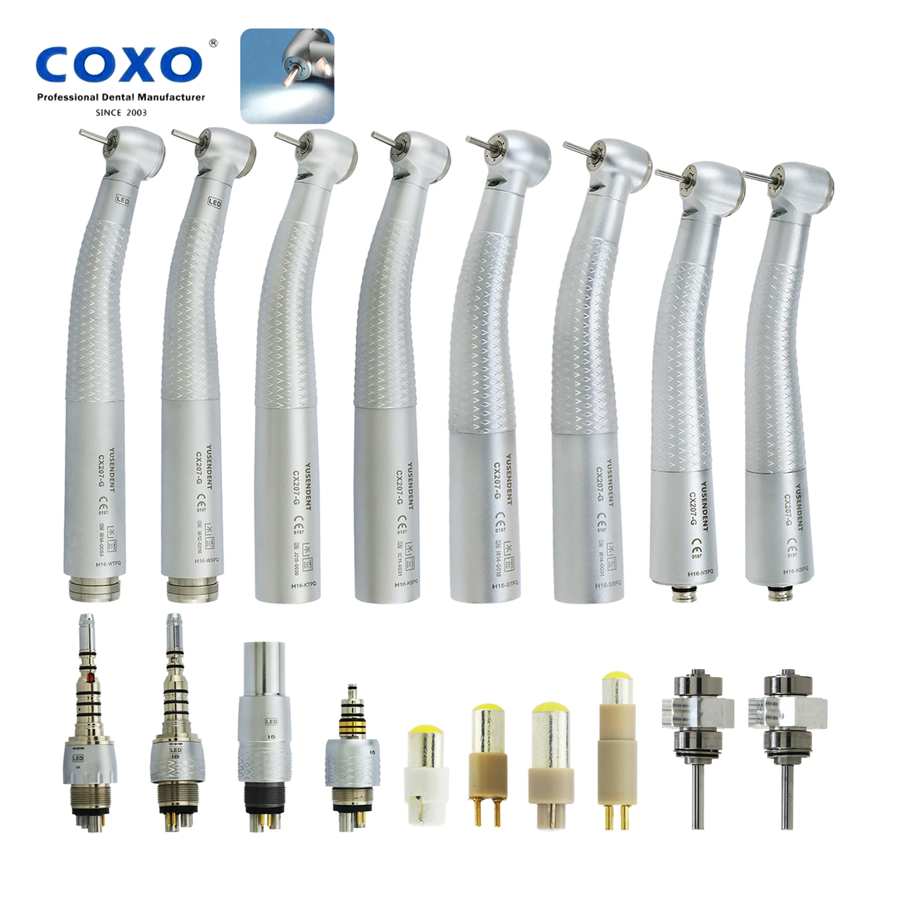 

KaVo Multiflex NSK Phatelus Sirona LED Coupler Coupling 6Pin Fit COXO Dental High Speed Fiber Optic Air Turbine Handpiece CX207G