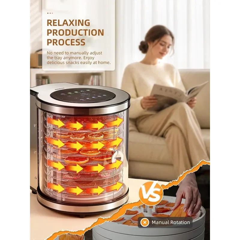 10-Tray Stainless Steel Food Dehydrator with Large Capacity