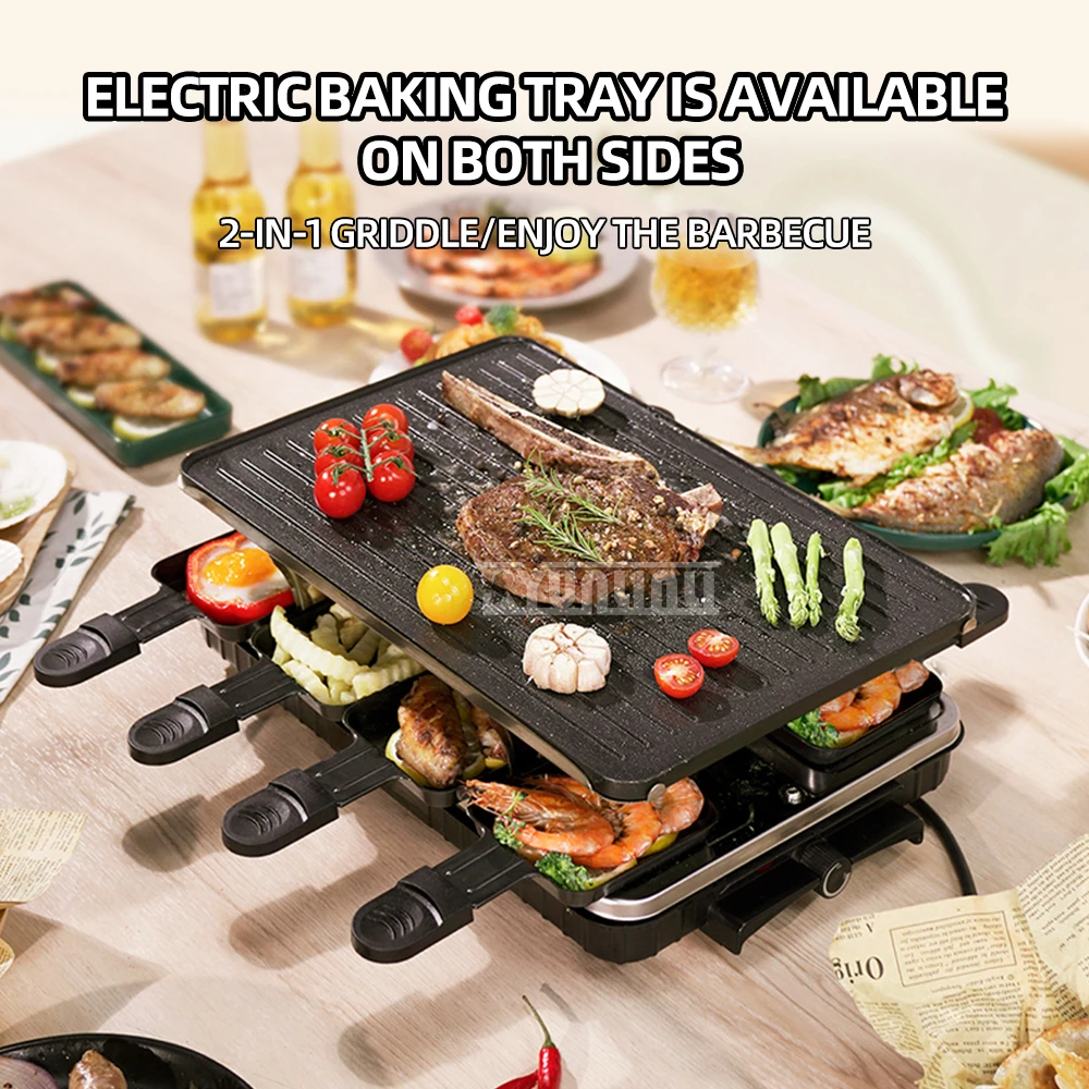 Smokeless Non-stick Barbecue Machine Double Layers Grill Pan Household Electric Griddle Barbacoa Electrica Sin Humo