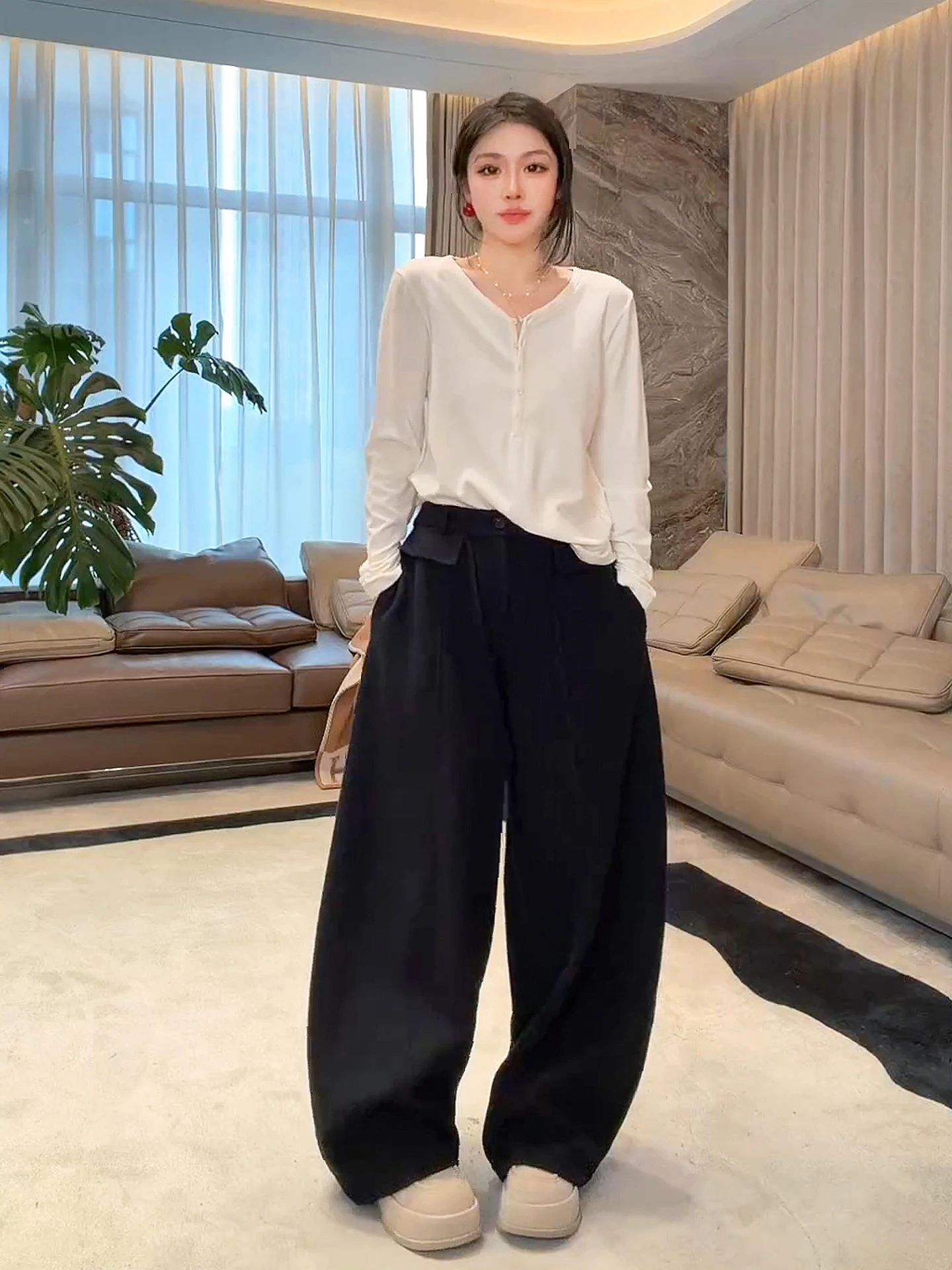 

Me Base Liquid Merino Wool V Ne Slim Long Sve Skin Friendly Faionable Base Top Women Casual Loose Fit Breathable Tirt