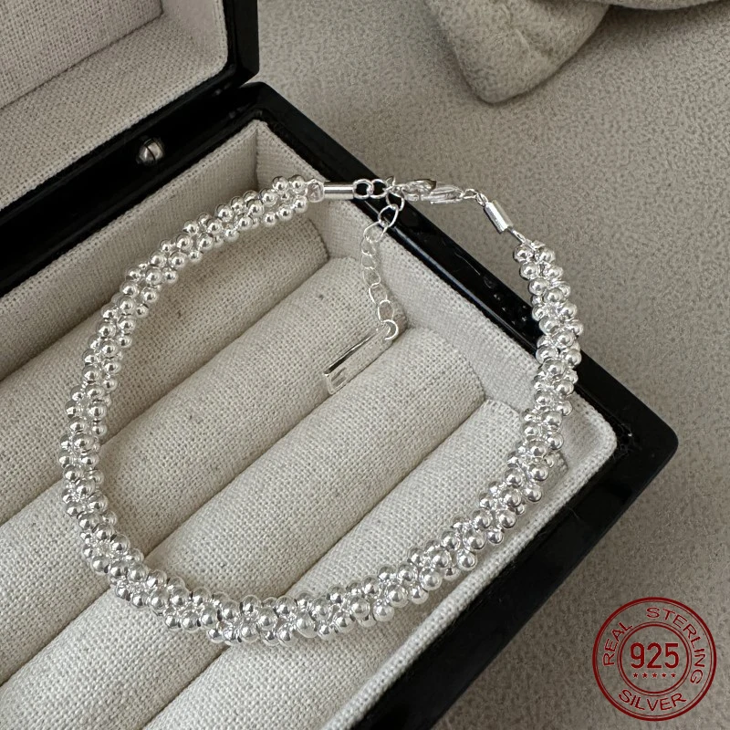 

La Monada 16+3cm Elegant 925 Sterling Silver Beaded Bracelet for Women Delicate Beaded Hypoallergenic Adjustable Daily Luxury