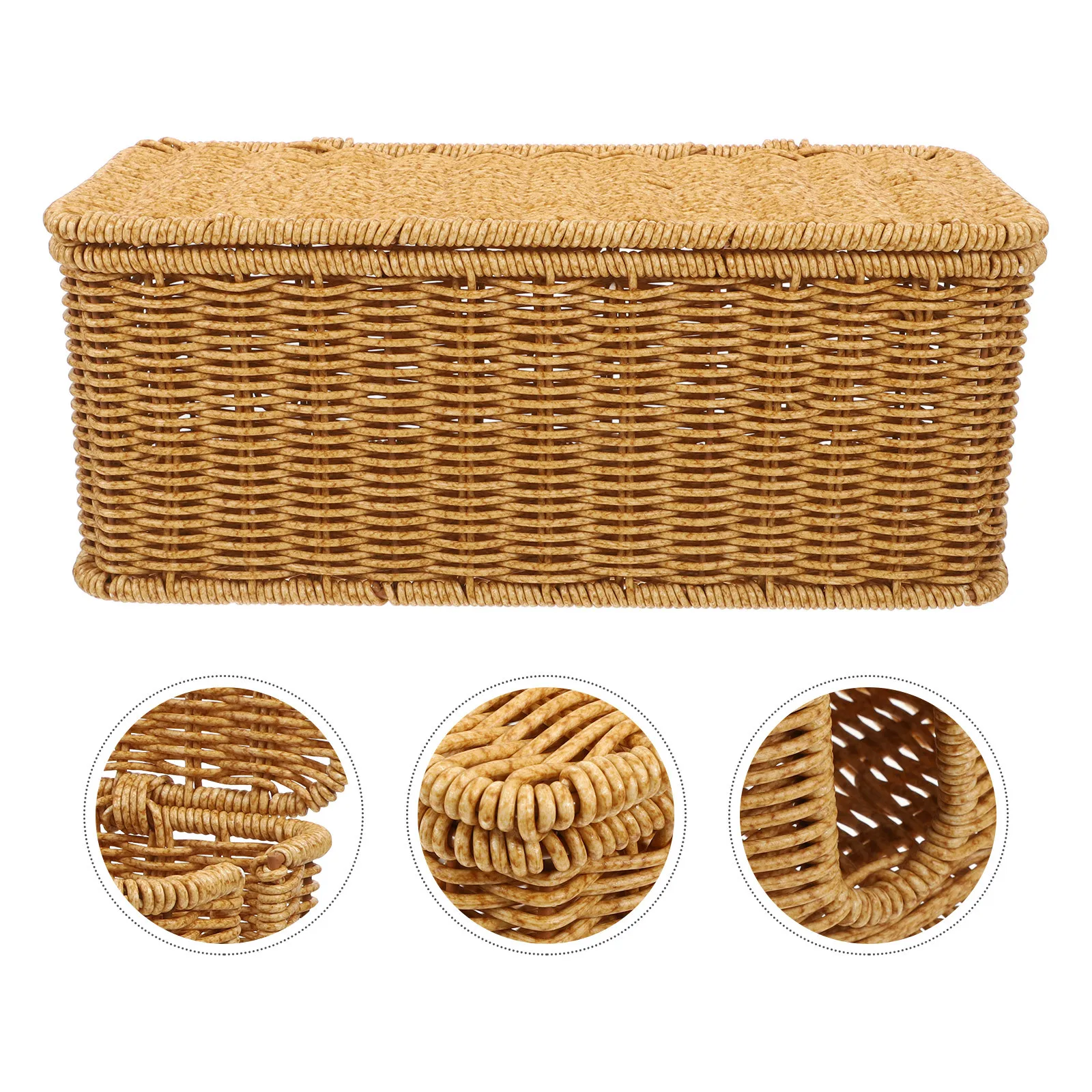 

Rattan Style Power Strip Box Cable Organizer Cord Storage Basket Large Capacity Cord Hider Desk Electric Wire Management Case