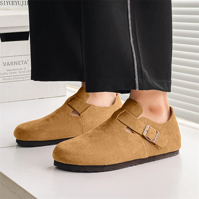 Outdoor casual fashion men's shoes High quality soft wood flat bottomed comfortable Versatile Boken four season single shoes