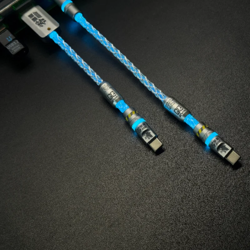 High End Single Crystal Copper Glowing Aviator Cable 8k Gaming Keyboard Short Hub Data Cord Luminous Braided Wire