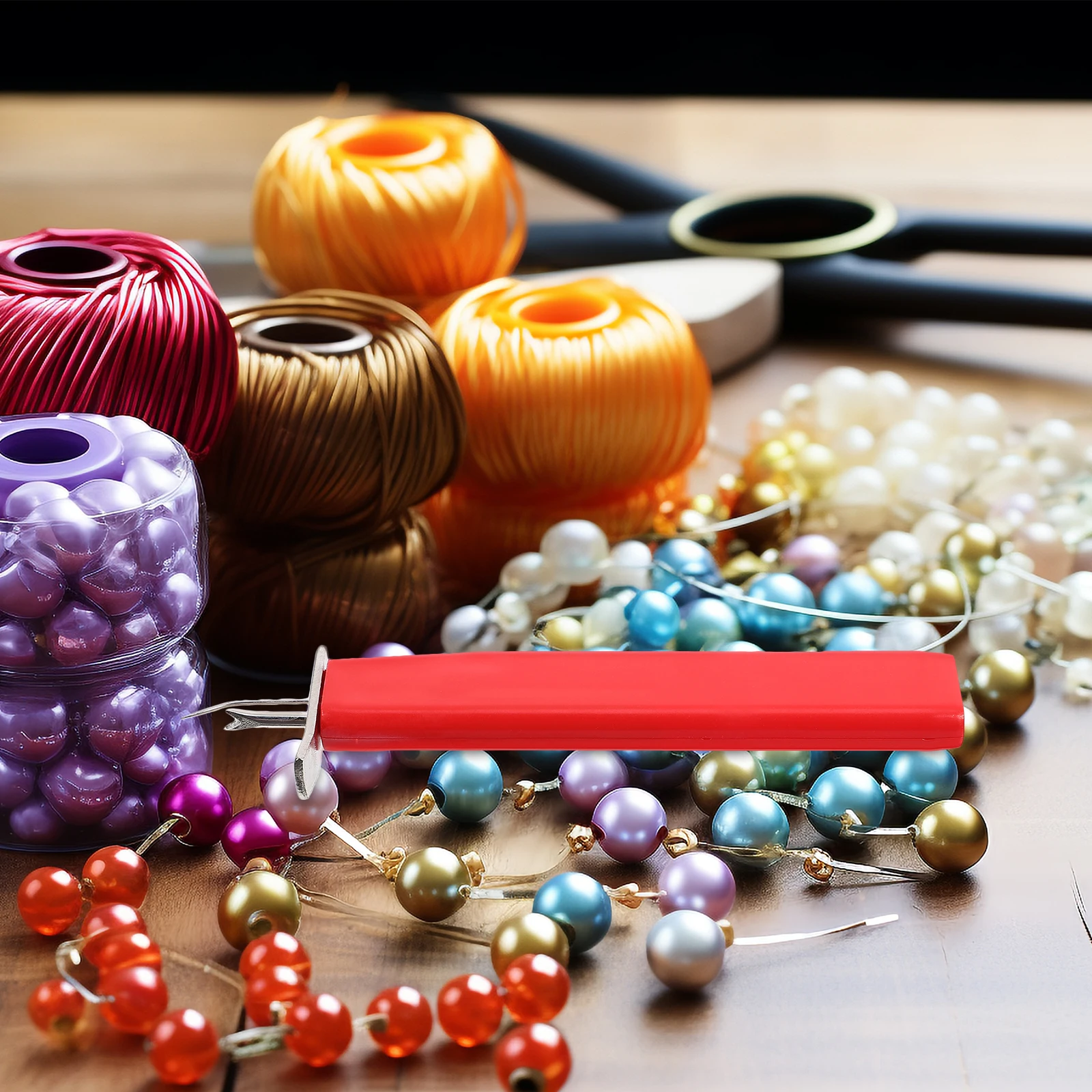 

Red Beading Knotting Tool DIY Jewelry Making String Knotter Iron Thread Manual Beads Craftsmen Beginner Lightweight Durable