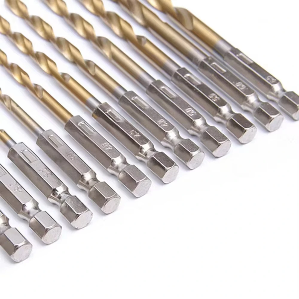 HSS Titan beschichteter Spiralbohrer Set 1 4 Sechskantschaft Maße 1 5 bis 6 5 mm Sechskant Bohrer passend für Elektrobohrschrauber Akku Schrauber Druckluftschrauber Bohrwerkzeuge für Metall Holz Kunststoff Heimwerker K – Detail 3