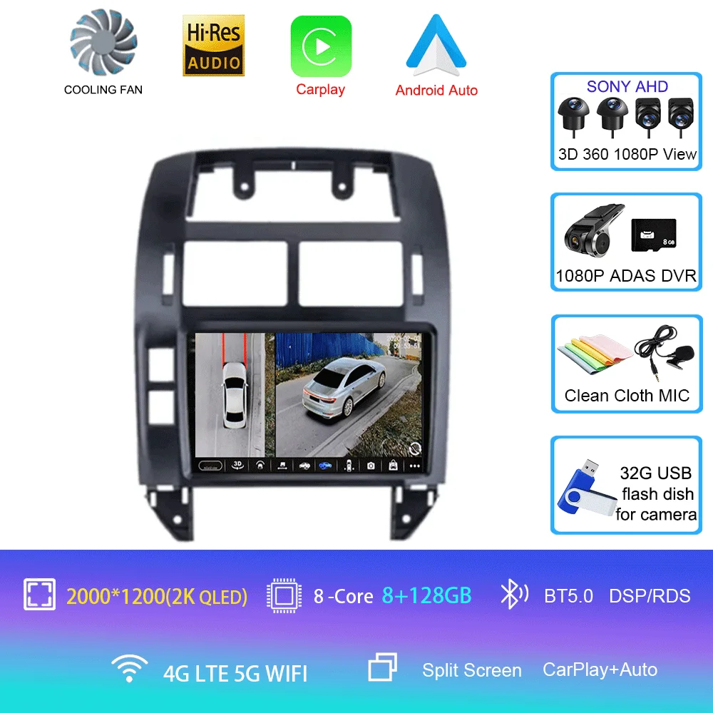 Android 16 autoradio voor Volkswagen Polo Mk4 IV 4 2001 - 2009, videospeler, navigatie, stereo, GPS, geen 2din, 2 din dvd, 4G+WIFI, DSP