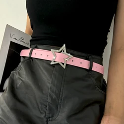 Y2K Belts for Women Spice Girls Pink Black White Belt Denim Star PU Leather Rhinestones Belt Ins Sweet Cool Corset Jeans Belts