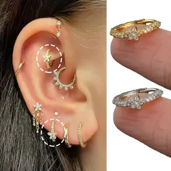 Rook Piercing Star Hoop Earring Conch Helix Tragus Lobe Ear Cartilage Piercing Jewelry Zircon INS 1PC Ear Ring for Women Gift