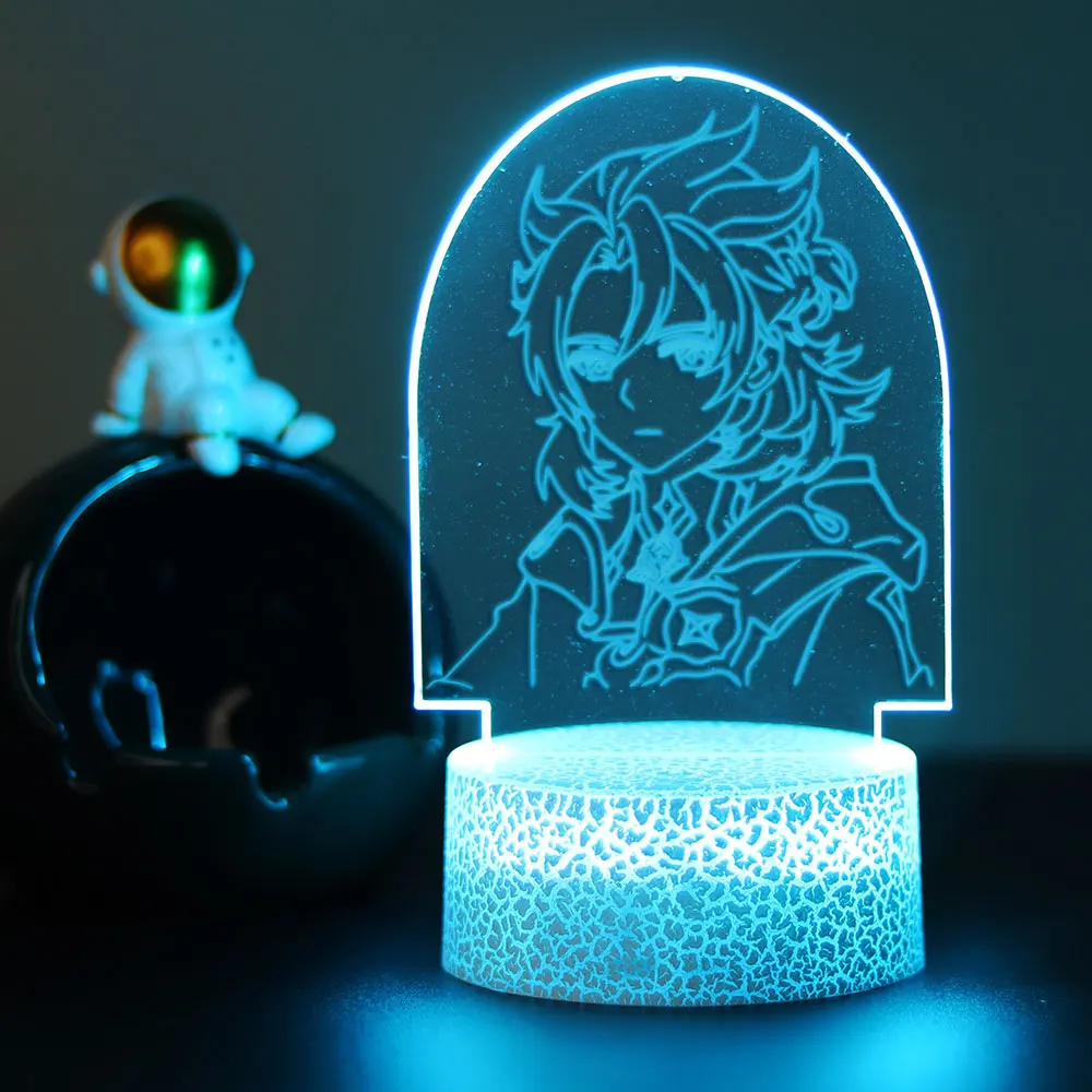 Genshin Impact Albedo 3D Touch LED Night Light สําหรับตกแต่งห้องเกมเด็กชายหญิงของขวัญวันเกิด