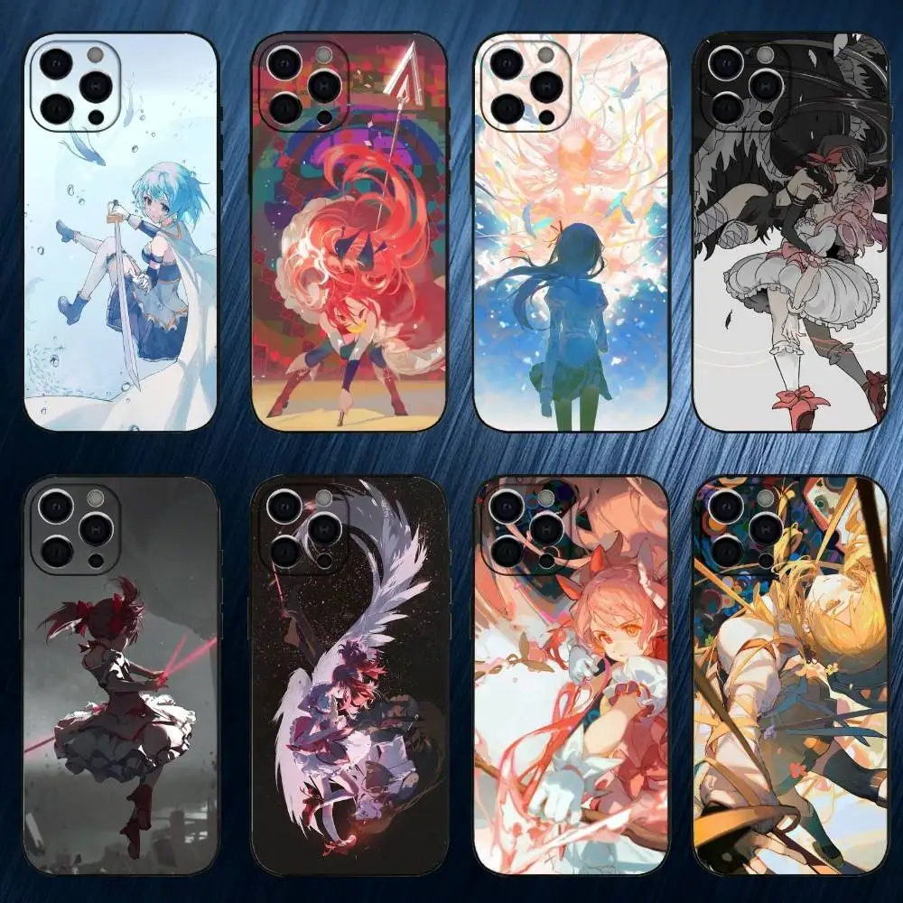 

Anime Puella Magi Madoka Magica Phone Case For iPhone 17,16,15,14,13,12,11 Plus,Pro Max, Soft Silicone Black Cover