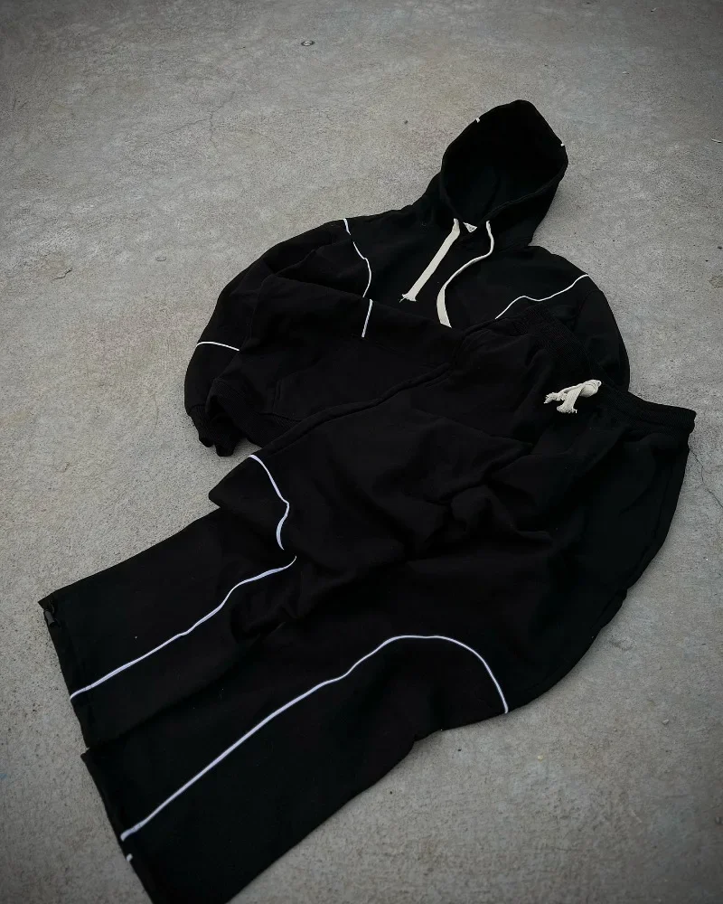 

2024 Spring and Autumn Gothic Dark Stripe Oversized Hoodie Women's Y2K Street Clothing Loose Harajuku Long Sleeve Hoodie Men's