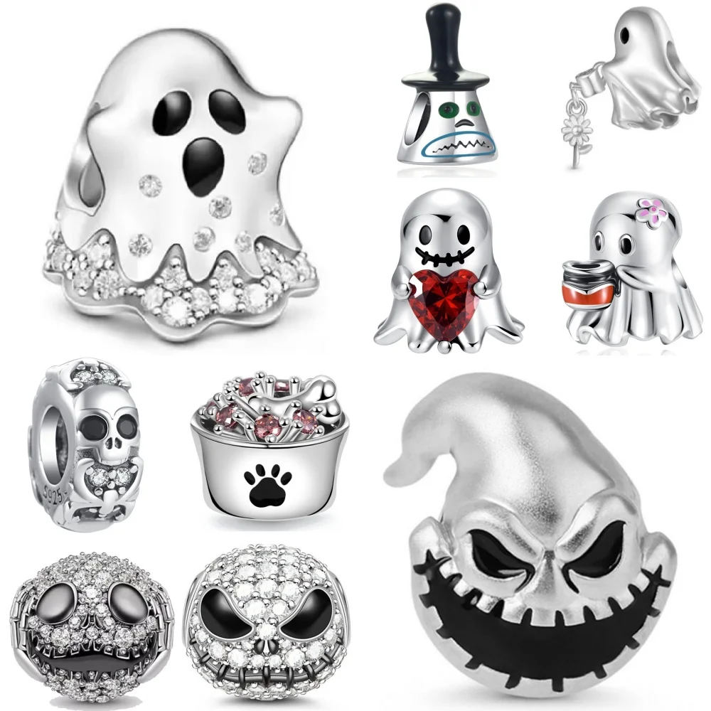 Oferta Imperdível: Pingentes Divertidos de Prata 925 da Série Europeia para Pulseiras Originais, Acessórios DIY para Joias, Presente de Halloween com Contas e Pingentes