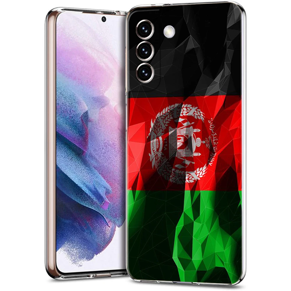 Afghan Afghanistan Flag Case for Samsung S24 S23 S22 S20 S21 FE Ultra S24 S23 S10 S10E S9 S8 Plus 5G Transparent Phone Shell Bag