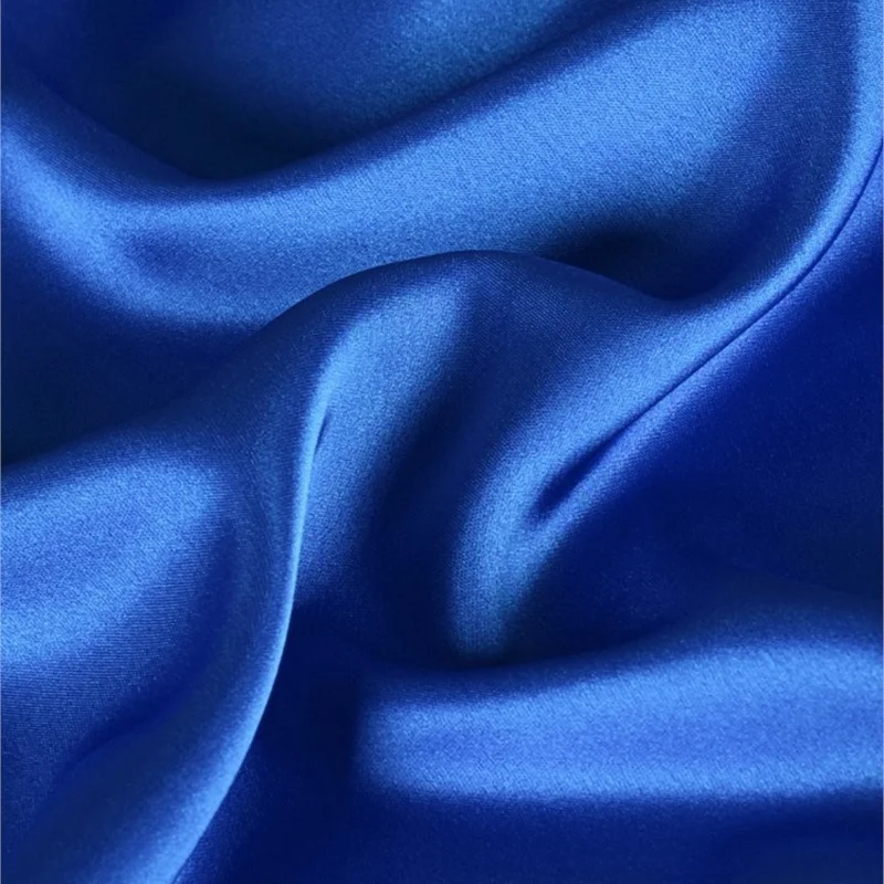 Blue Glossy Double-Sided Acetate Satin Fabric Bright Surface Draping Silky Anti-Wrinkle Skirt Gown Shirt Fabric