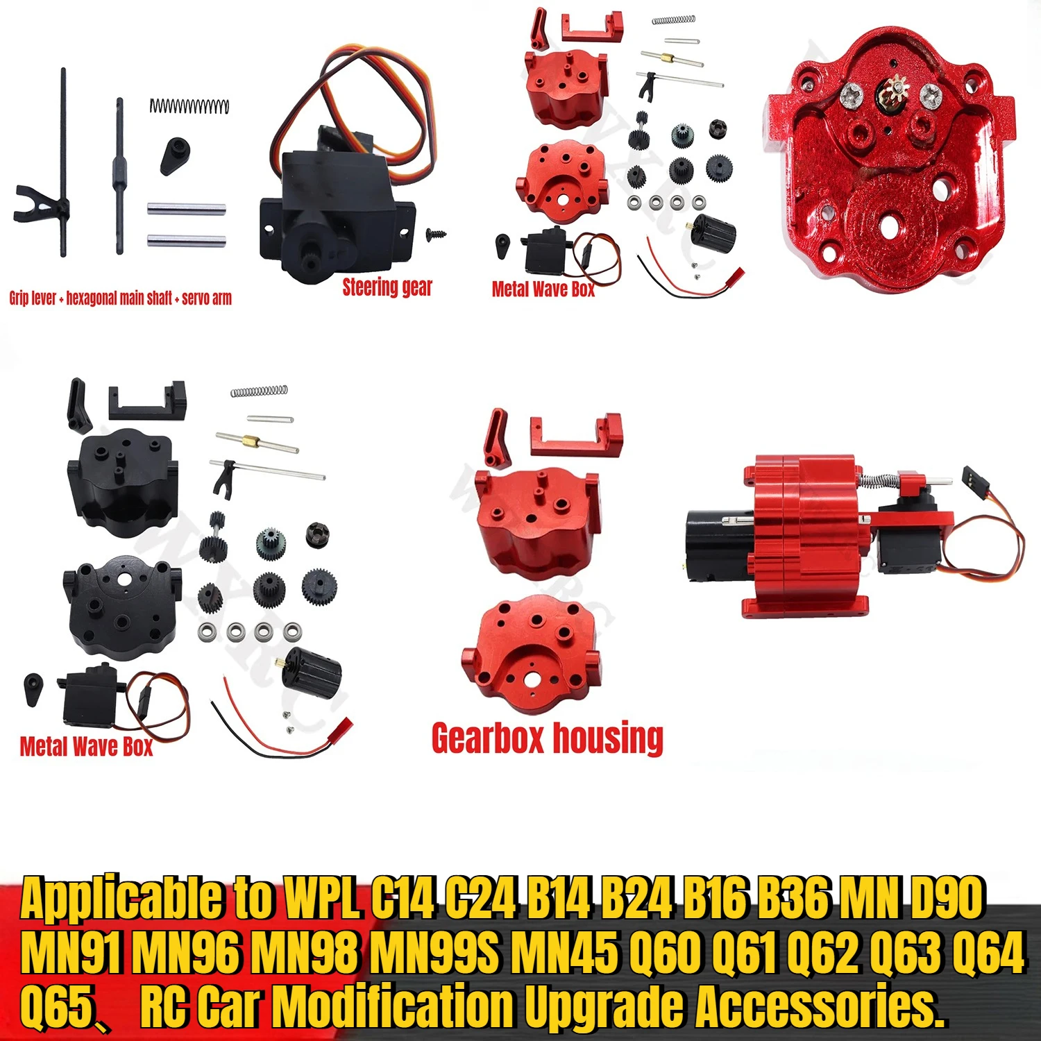 WPL C14 C24 B14 B24 B36 MN MND90 MN99S RC Car Parts 370 Motor Metal Wave Box Housing