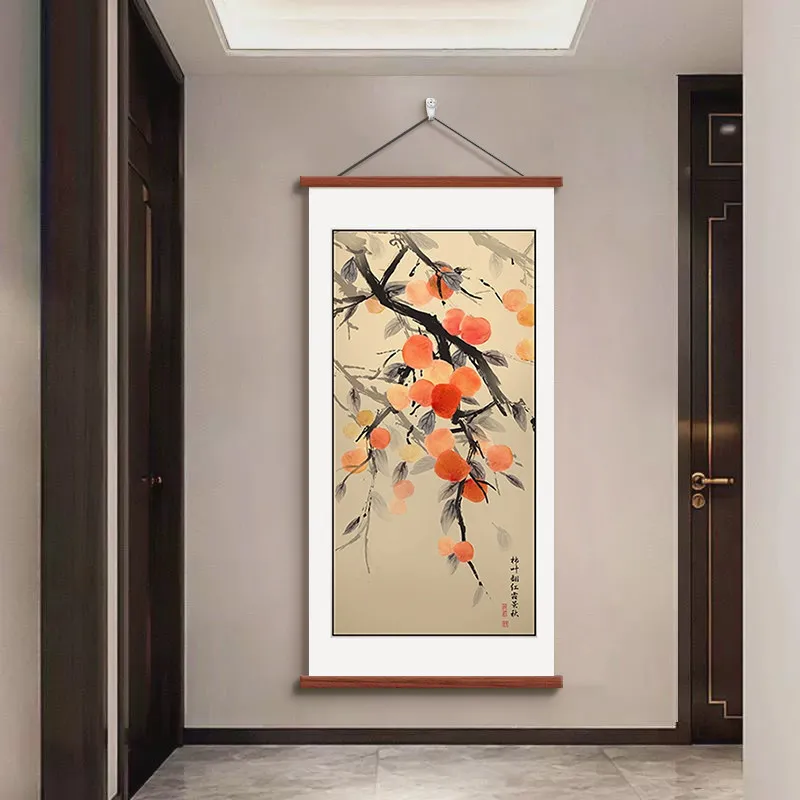 Aesthetic Room Decor, Nine Fish Painting Chinese Style Wall Art Scroll Wealth & Luck Symbol Scroll