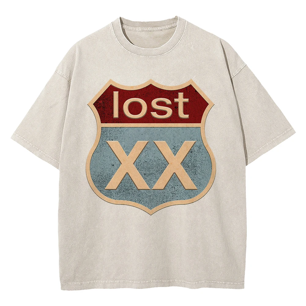 تي شيرت قطن 100% Mgk 2025 ألبوم جديد ملابس أمريكانا المفقودة موضة الرجال/النساء تي شيرت عتيق قطع علوية معدنية كبيرة الحجم #4