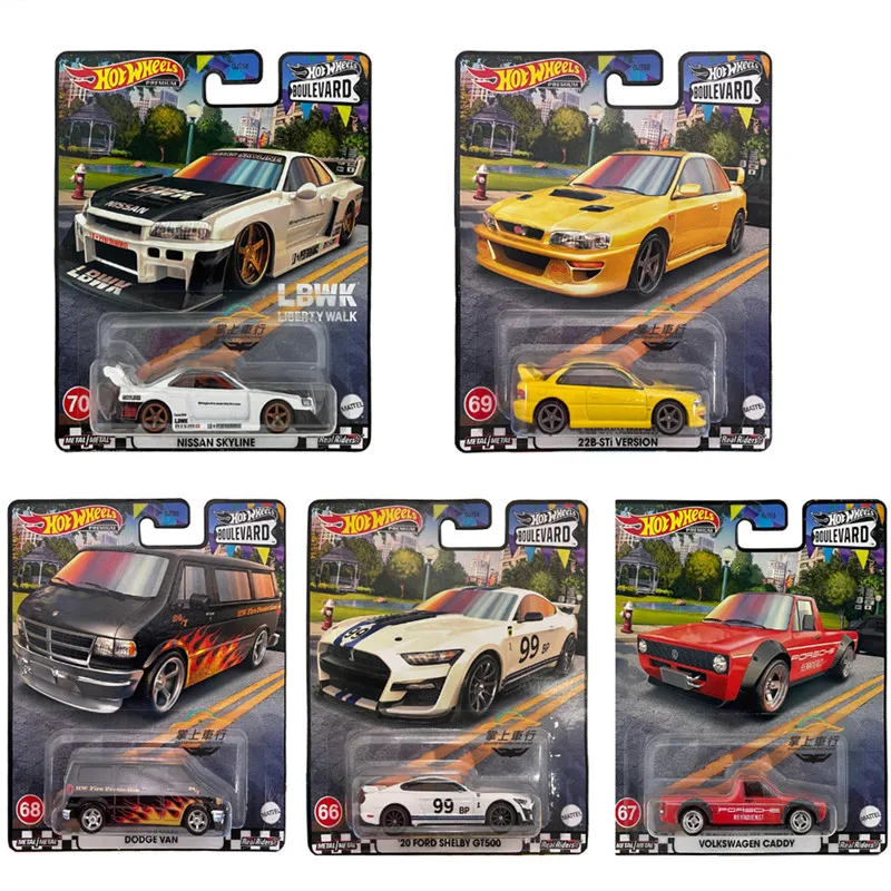 Hot Wheels Premium Boulevard 14 66-80 Subaru Skyline LBWK, Ford Shelby GT500, Volkswagen Caddy 1:64, coche fundido a presión, regalo de juguete, 2023