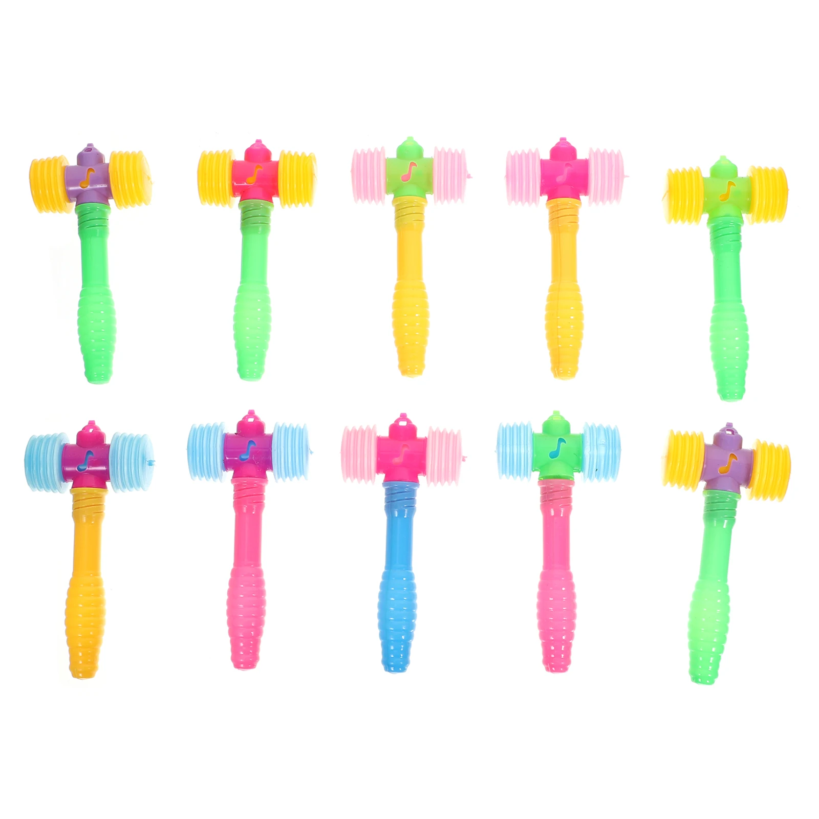 

10 Pcs Children Hammer Toys Mixed Colors Plastic Kids Hammering Pounding Fun Squeaky Educational Baby Toy