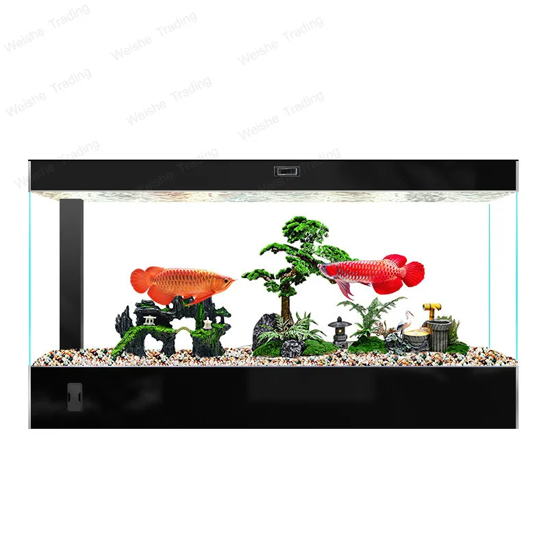Large Floor-Standing Goldfish Aquarium, Self-Cleaning Eco Tank with Bottom Filter, Ultra Clear Glass All-in-One Fish Tank JT40