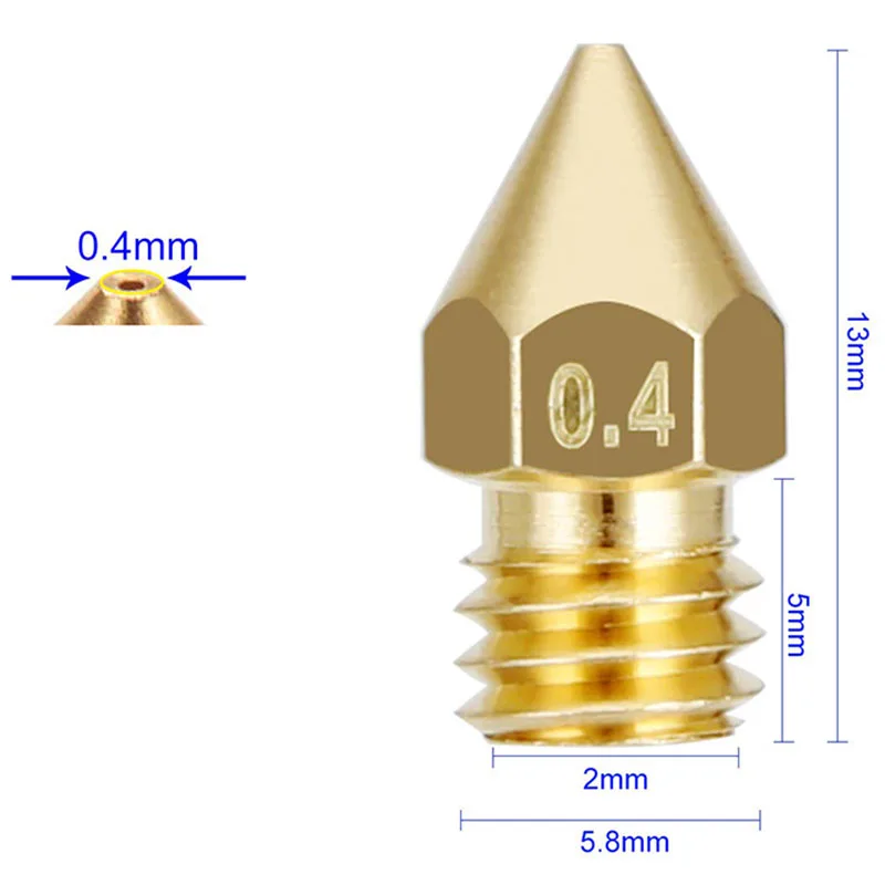 Y06A 30 Pcs 3D Printer Extruder Nozzle-MK8 0.4 mm Nozzle for 3 Anet A8 MK8 -10 -10S S4 S5 3Pro 5