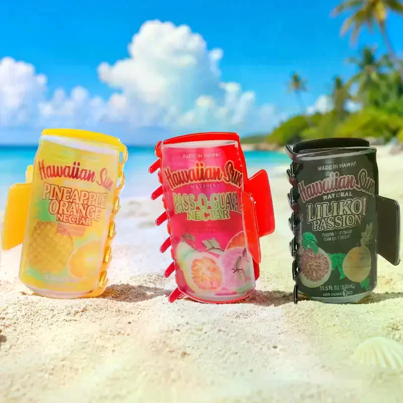 /HTF/Juice Can Print Hair Claw Clips Funny Cute Beverage Can Design Hair Clips Summer Beach Vacation Hair Accessories Hawaiian