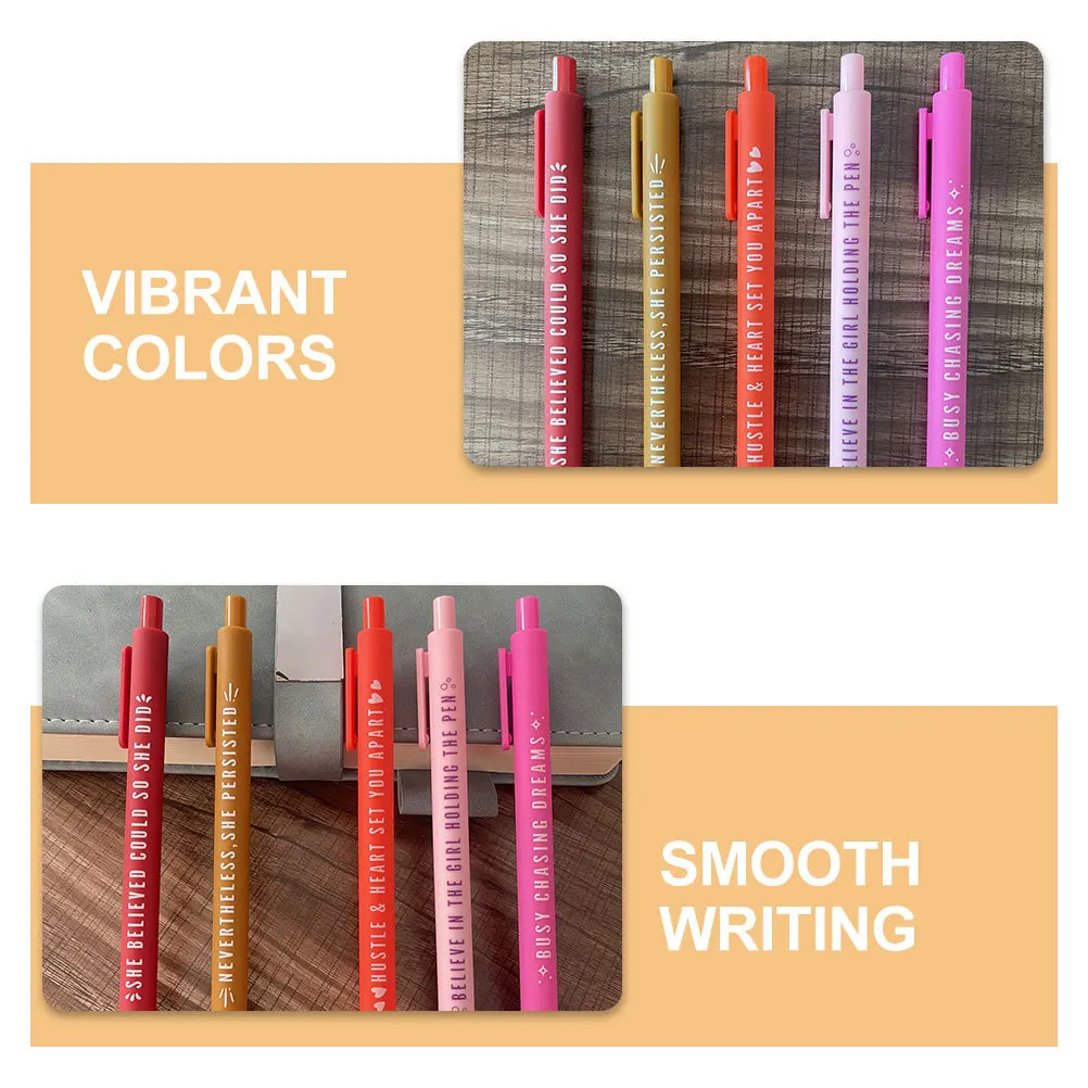 5 قطعة قلم حبر جاف للنساء أنثى قوة موضوع تحفيزية أقلام الكتابة السلس الكتابة قبضة مريحة مجلة يومية مكتب الاستخدام #3