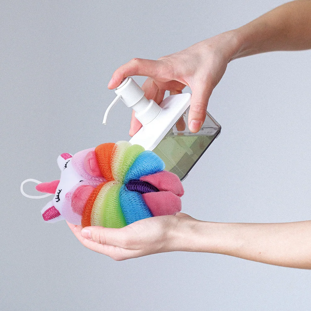 2 Buah Spons Mandi Kartun untuk Anak-anak, Bola Pengelupas Kulit Tubuh, Pembersih Kulit, Penggosok Mandi, Loofah Penggosok Mandi untuk Tubuh