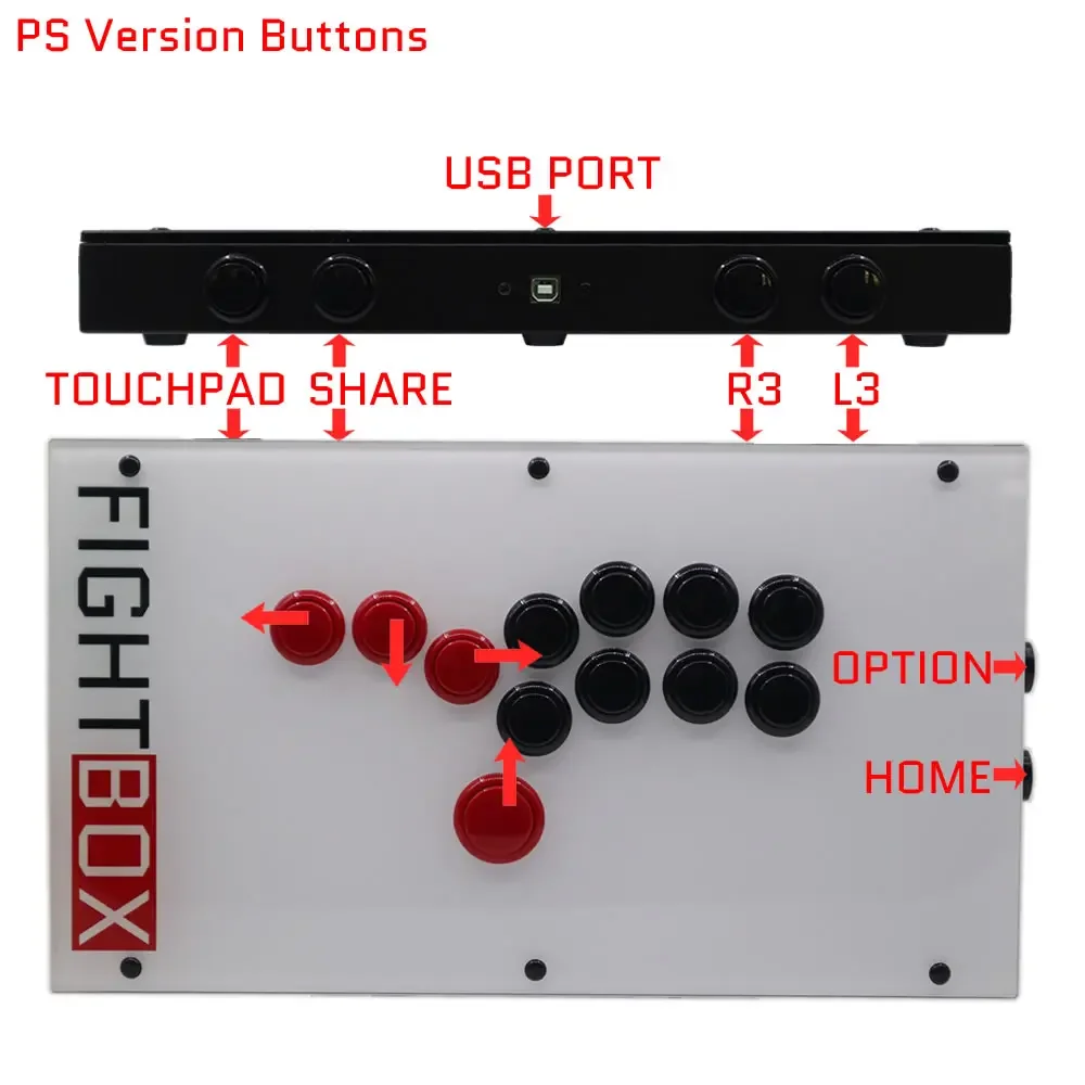 BOARD-UP5 جميع أزرار Sanwa FightBox FIGHTING Hitbox Arcade Style Joystick Fight Stick Game Controller لأجهزة Xbox X/s/PS5/PS4/PC