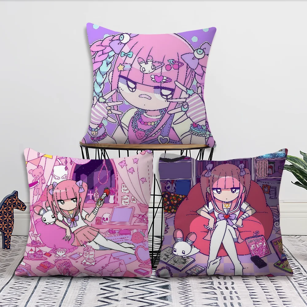 Kawaii M-Menhera C-Chan cushion cover For Pillow Printing Sofa Decoration Home Car Room Coffee Shop Office Nordic Simplicity